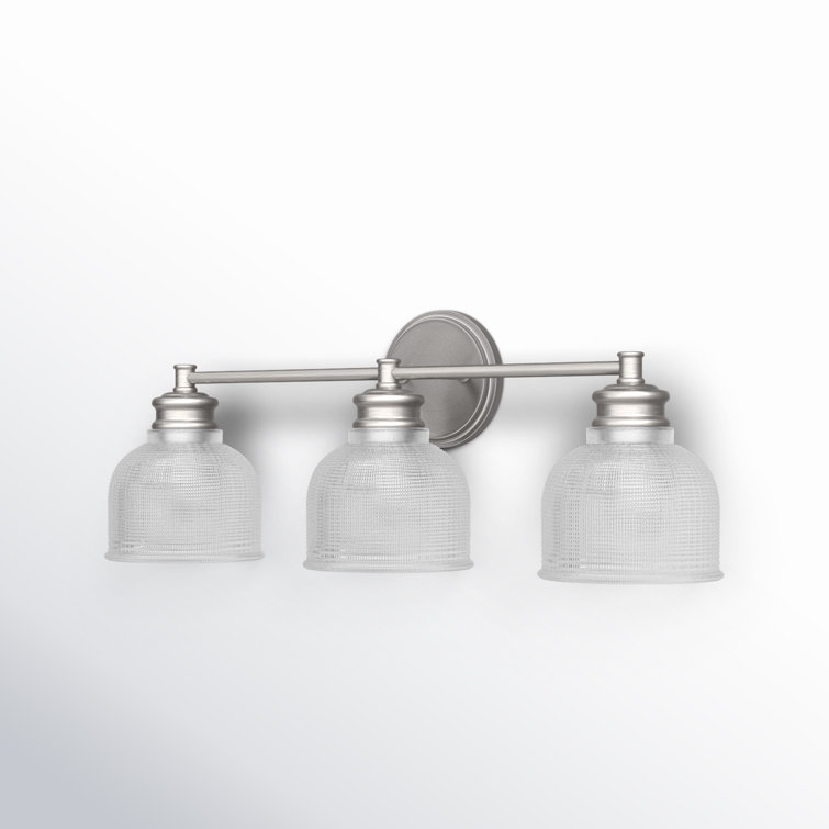 Brushed Nickel 3-Light Vanity Light with Clear Glass Shades