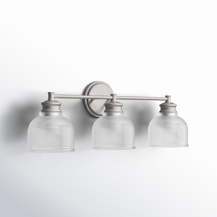 Brushed Nickel 3-Light Vanity Light with Clear Glass Shades