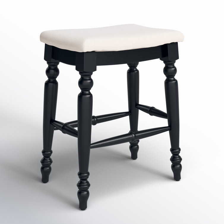 Marino 25" Black Wood Elegant Backless Counter Stool