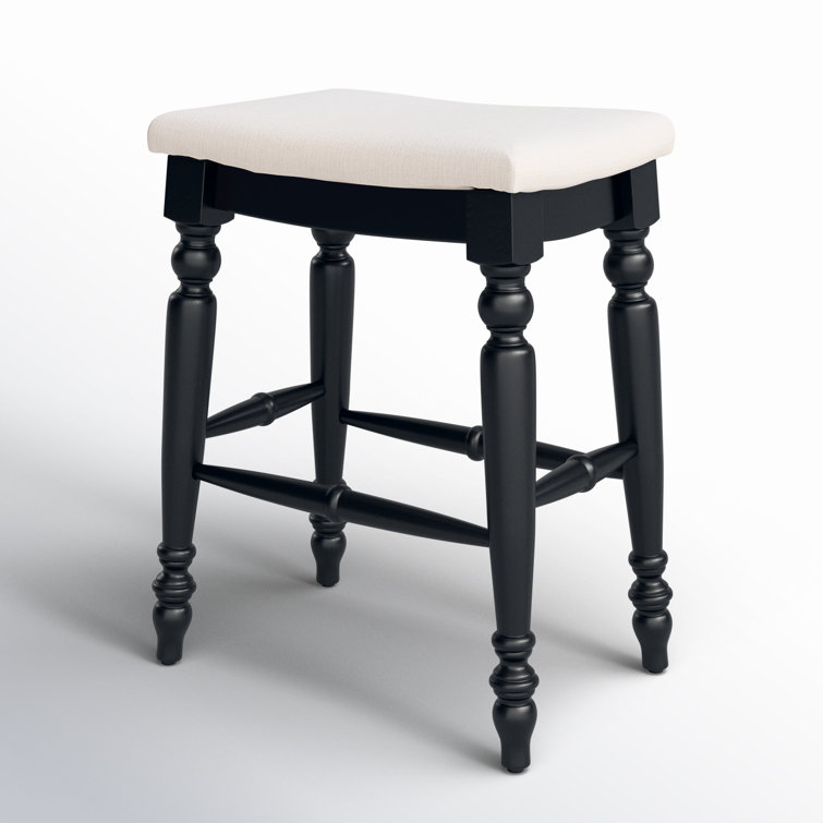 Marino 25" Black Wood Elegant Backless Counter Stool
