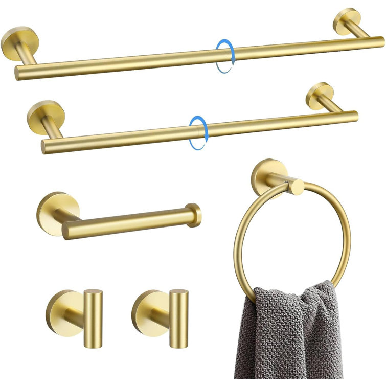 Brushed Gold 6-Piece Stainless Steel Bathroom Hardware Set
