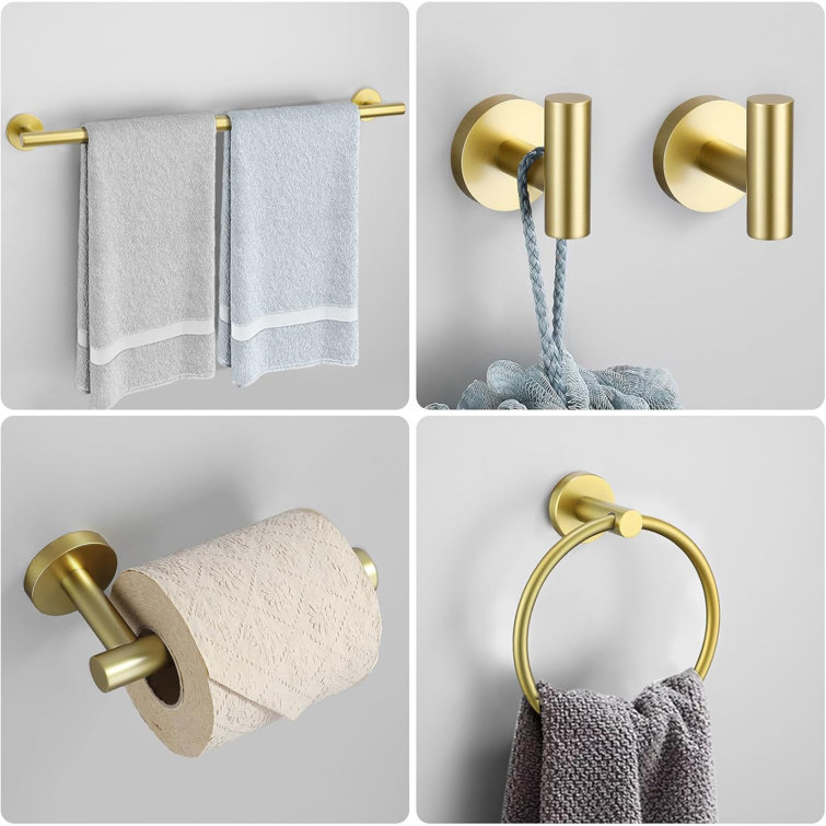 Brushed Gold 6-Piece Stainless Steel Bathroom Hardware Set