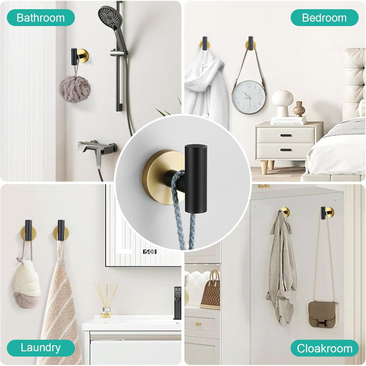 Black and Gold 6-Piece Stainless Steel Bathroom Hardware Set