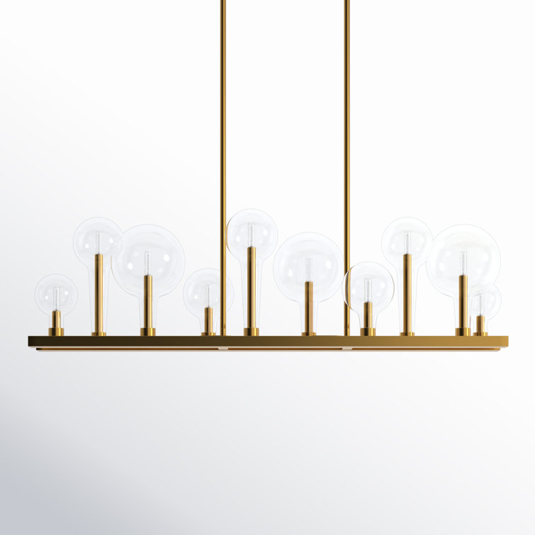 Alchemy 10-Light Lacquered Brass Cage Linear Chandelier