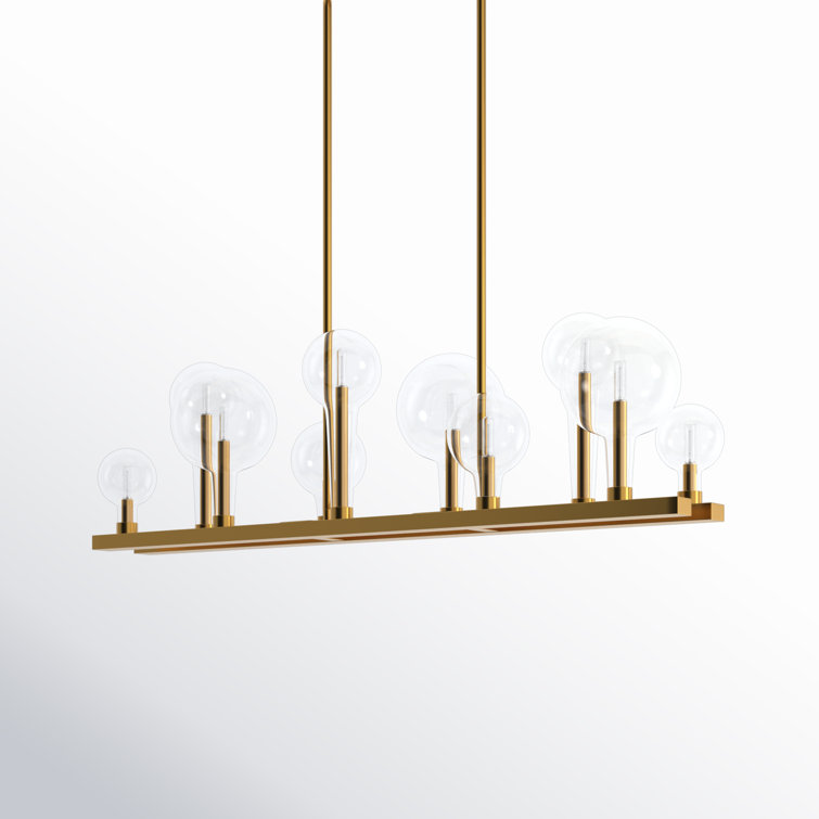 Alchemy 10-Light Lacquered Brass Cage Linear Chandelier