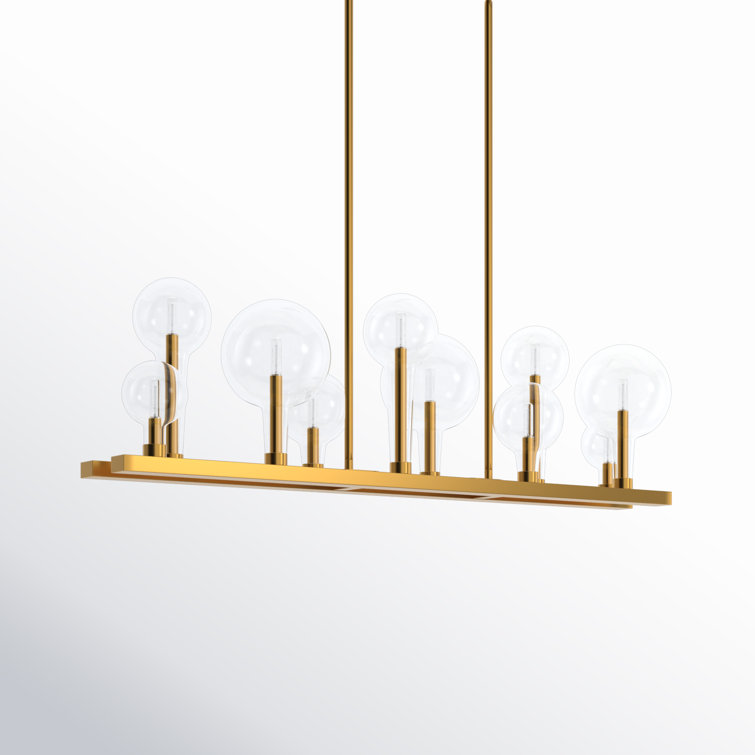 Alchemy 10-Light Lacquered Brass Cage Linear Chandelier
