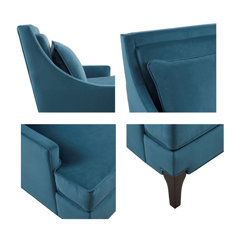 Anna Blue Velvet Club Accent Chair with Tapered Legs