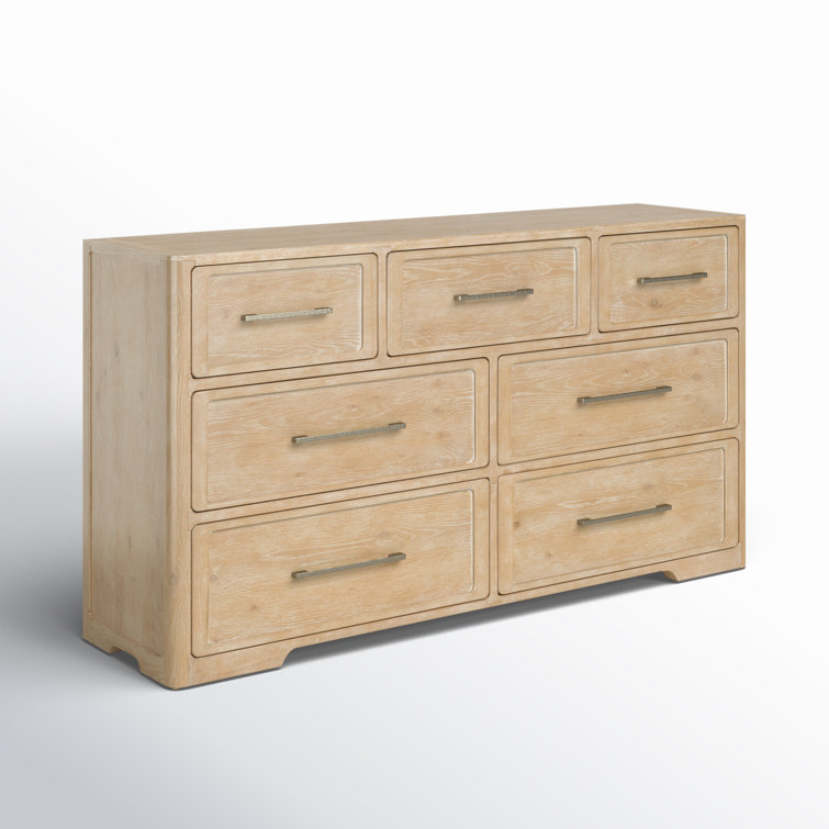 Beige Oak and Maple Transitional 7-Drawer Dresser