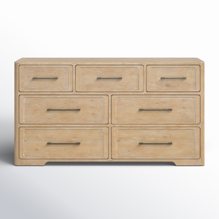 Beige Oak and Maple Transitional 7-Drawer Dresser