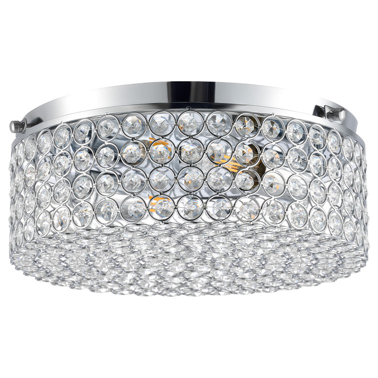 Westerfield 2-Light Chrome Crystal Flush Mount Drum Fixture