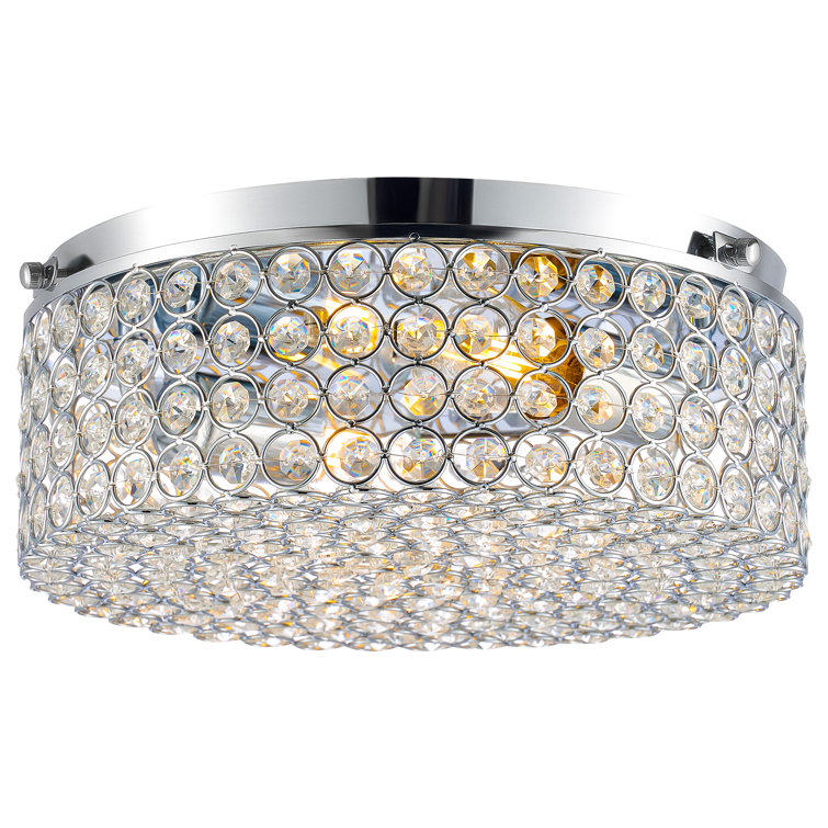 Westerfield 2-Light Chrome Crystal Flush Mount Drum Fixture