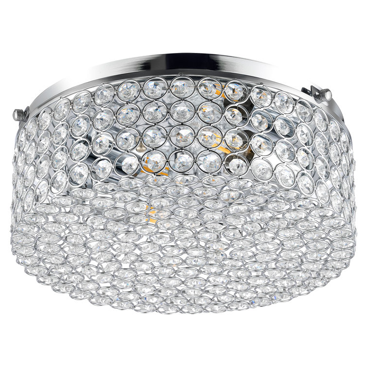 Westerfield 2-Light Chrome Crystal Flush Mount Drum Fixture
