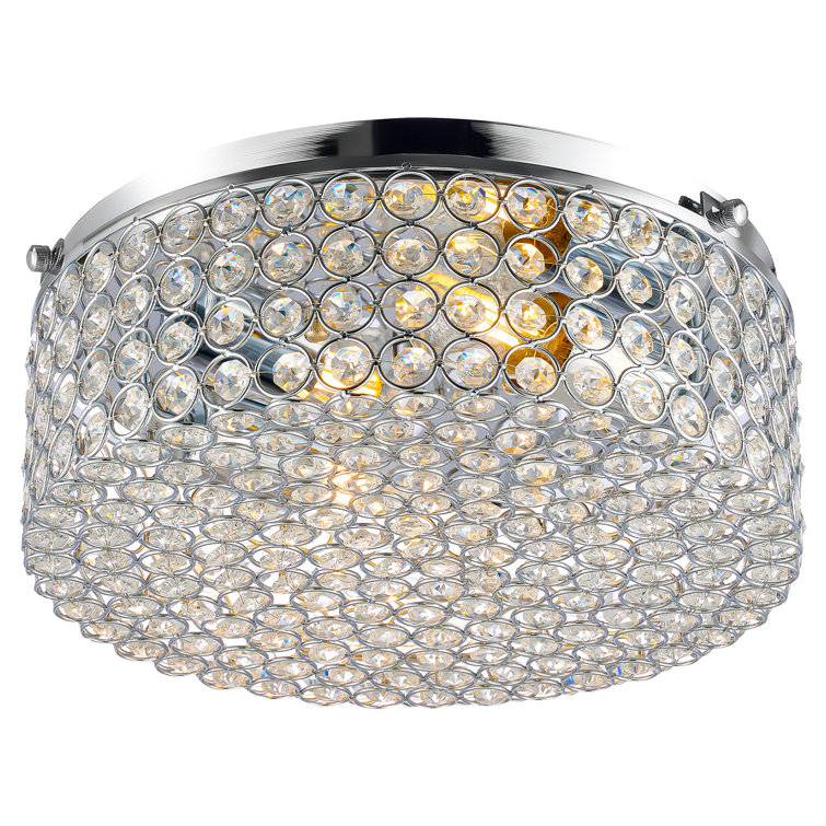 Westerfield 2-Light Chrome Crystal Flush Mount Drum Fixture