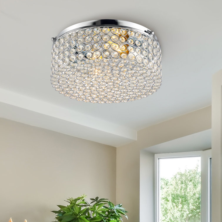 Westerfield 2-Light Chrome Crystal Flush Mount Drum Fixture