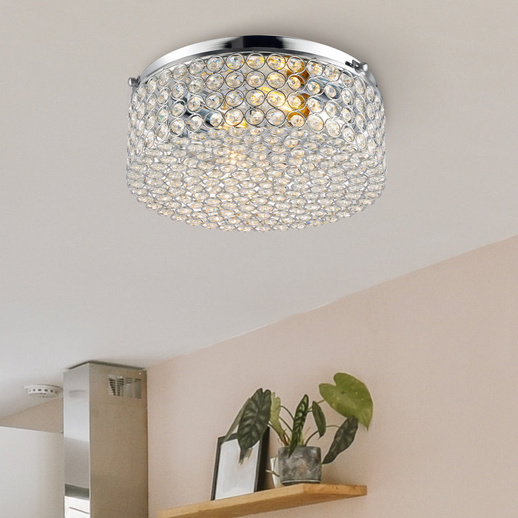Westerfield 2-Light Chrome Crystal Flush Mount Drum Fixture