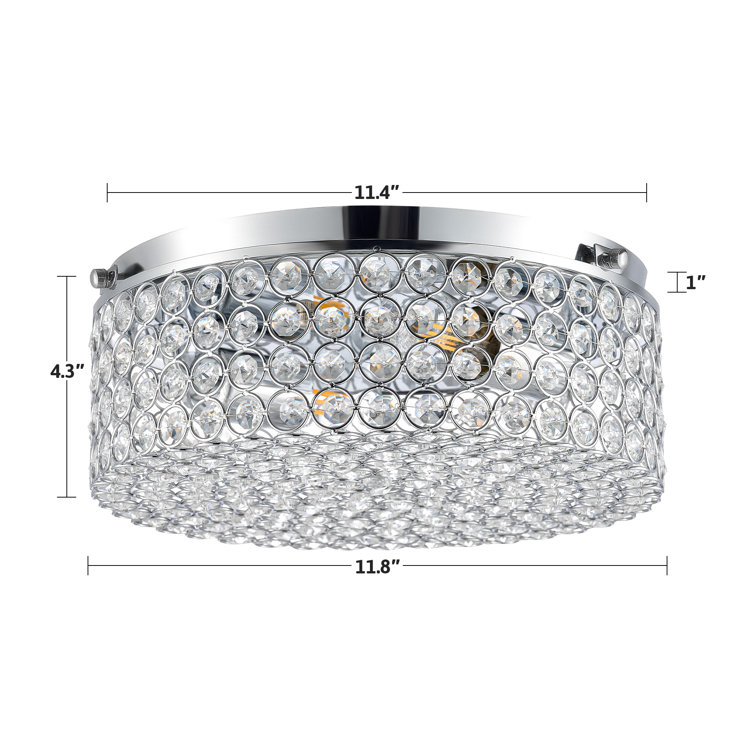 Westerfield 2-Light Chrome Crystal Flush Mount Drum Fixture