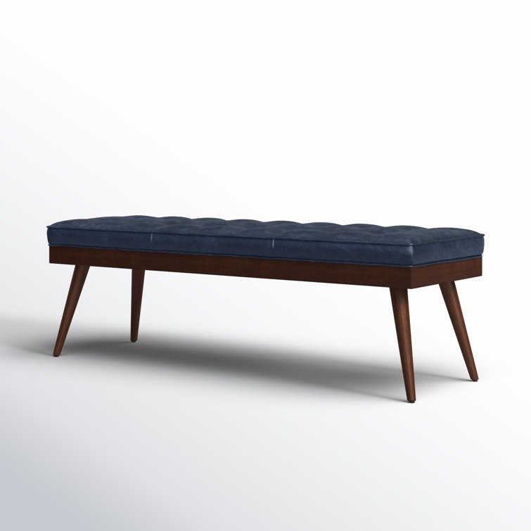 Athan Midnight Blue Full-Grain Italian Leather 55" Bench