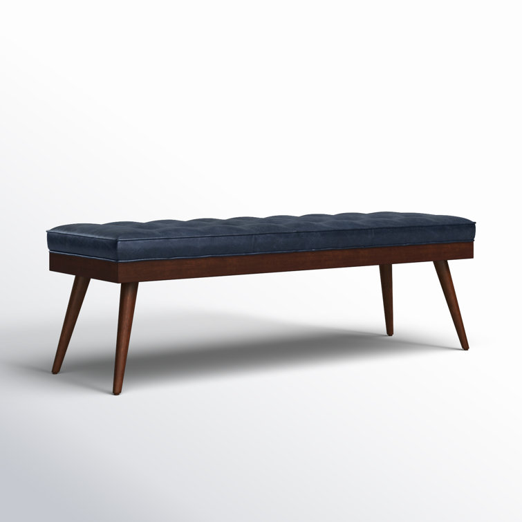 Athan Midnight Blue Full-Grain Italian Leather 55" Bench