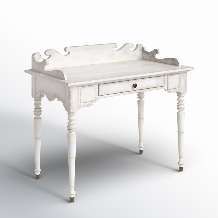 Magnolia White Solid Wood Writing Desk with Drawer