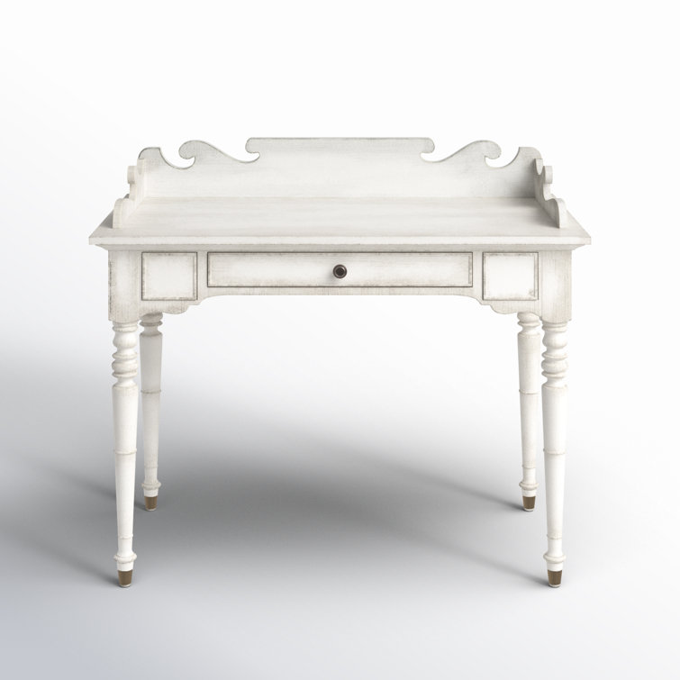 Magnolia White Solid Wood Writing Desk with Drawer