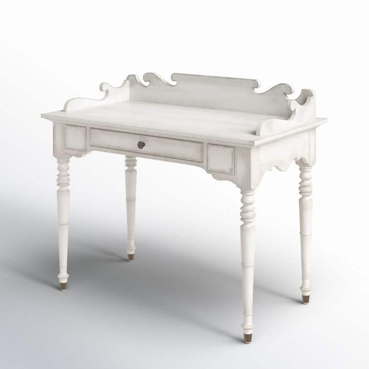 Magnolia White Solid Wood Writing Desk with Drawer