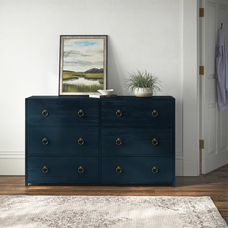 Elin Glam Navy Double Dresser with Dovetail Drawers