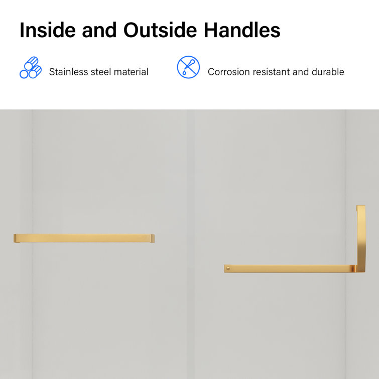 Golden Frameless Sliding Glass Shower Door with Stainless Steel Hardware