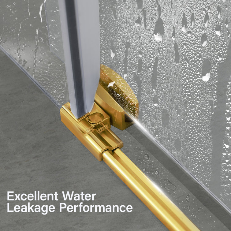 Golden Frameless Sliding Glass Shower Door with Stainless Steel Hardware