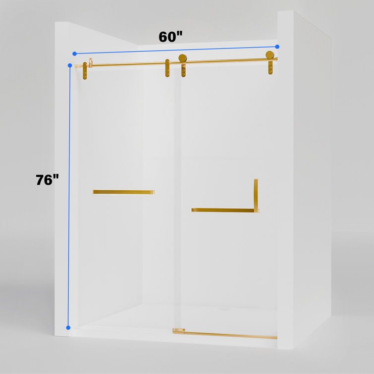 Golden Frameless Sliding Glass Shower Door with Stainless Steel Hardware