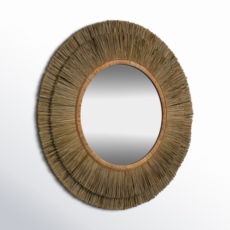 Addison 35'' Round Coastal-Inspired Seagrass Dresser Mirror