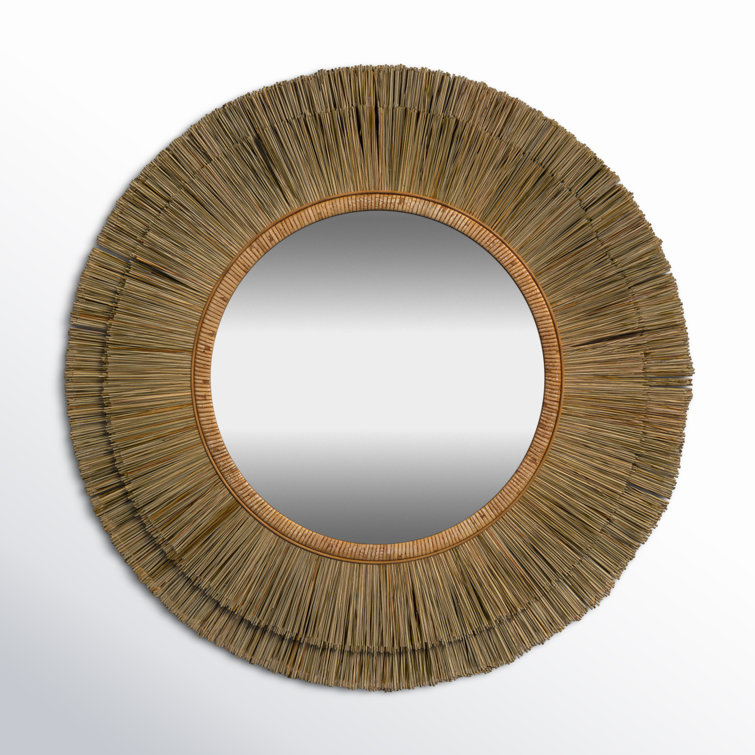 Addison 35'' Round Coastal-Inspired Seagrass Dresser Mirror