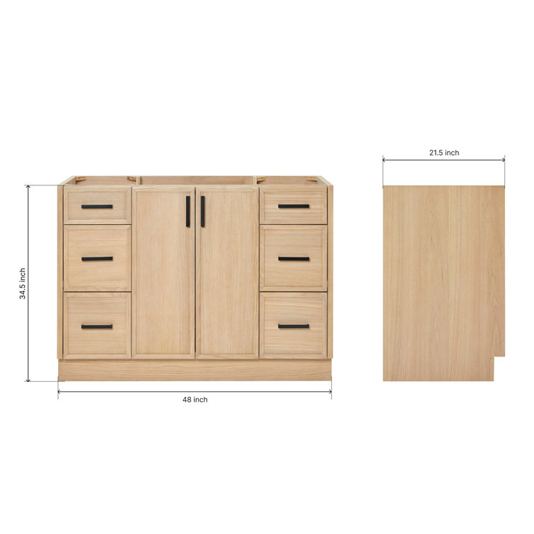 Kelly 48 Inch Oak Single Bathroom Vanity Base with Drawers