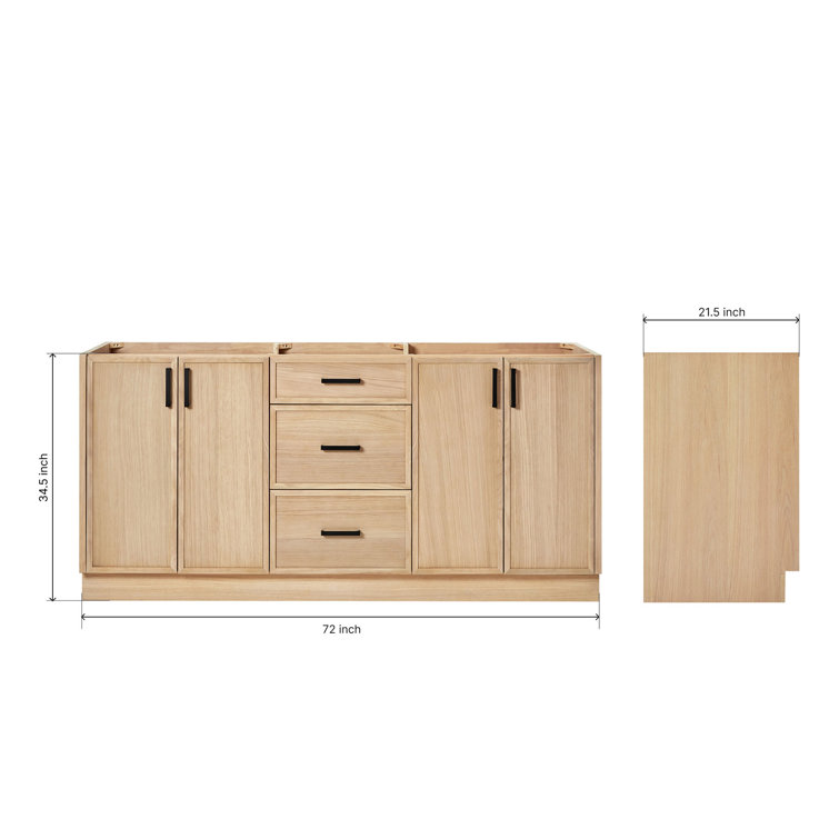 Kelly 72" White Oak Double Freestanding Vanity Cabinet