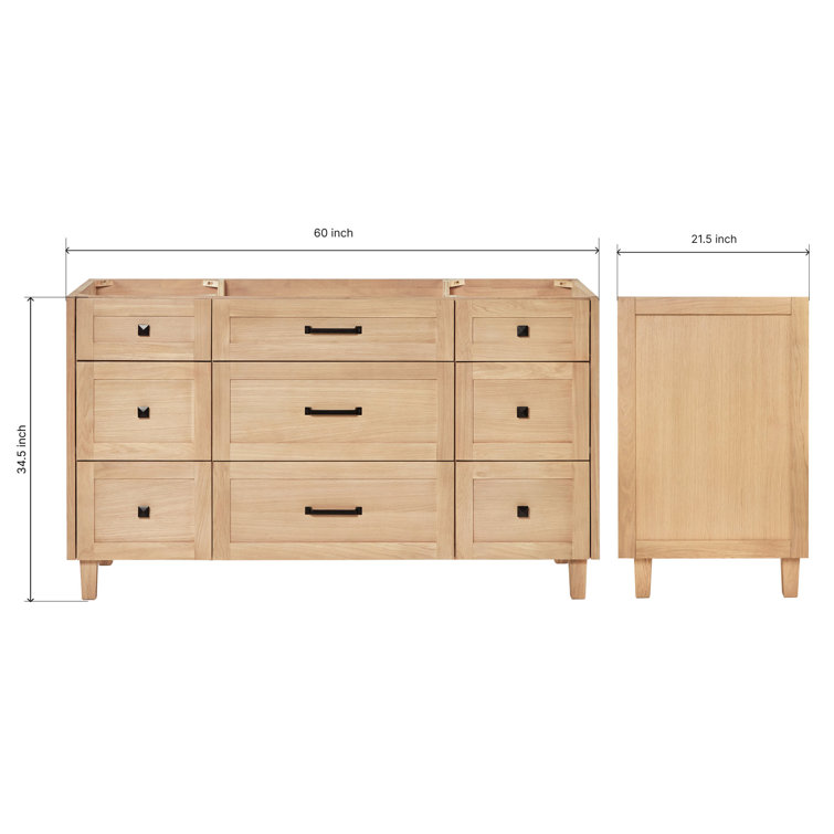 Monroe 60" Oak Freestanding Single Bathroom Vanity