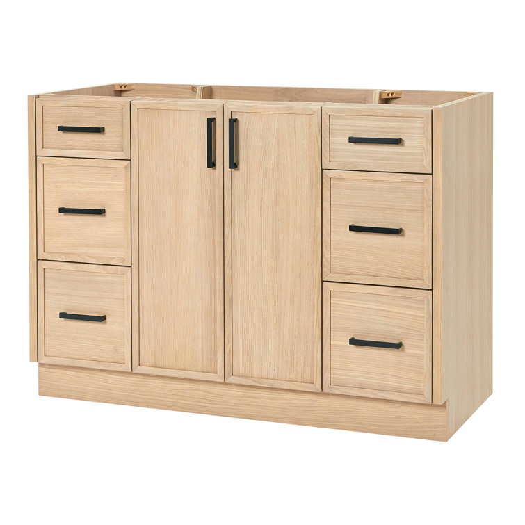 Kelly 48 Inch Oak Single Bathroom Vanity Base with Drawers