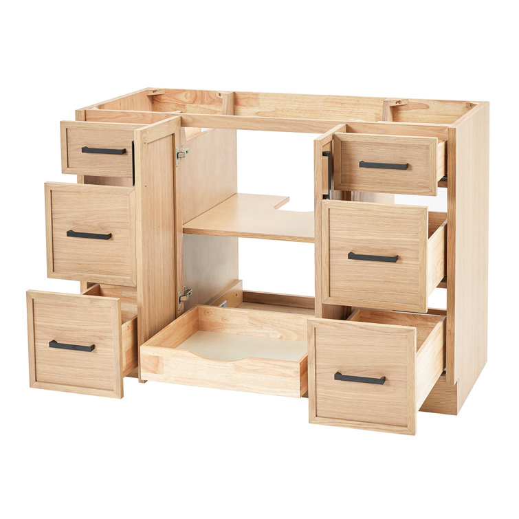 Kelly 48 Inch Oak Single Bathroom Vanity Base with Drawers