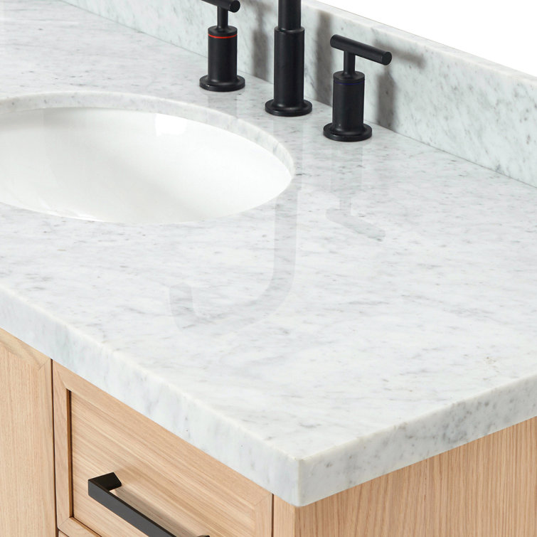 Kelly 49" Oak Single Sink Vanity with Carrara Marble Top