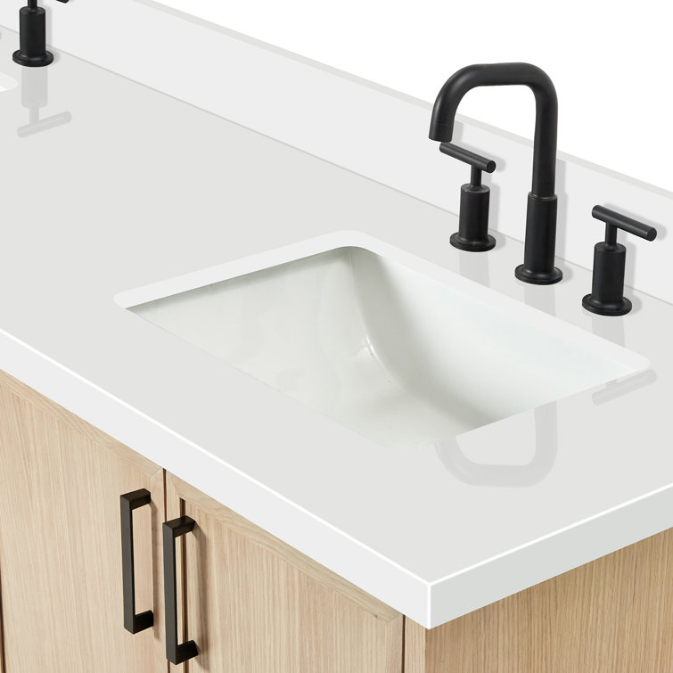 Kelly 73" White Oak Double Sink Bathroom Vanity with Quartz Top