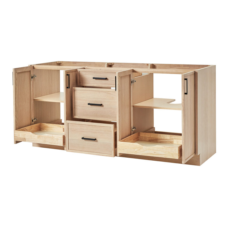 Kelly 72" White Oak Double Freestanding Vanity Cabinet