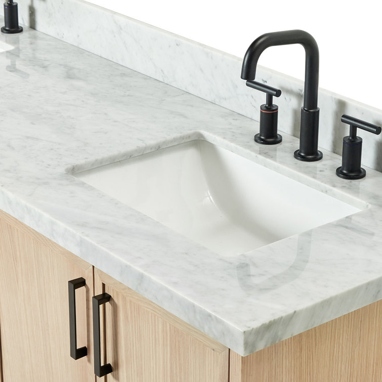 Kelly 73" White Oak Double Sink Vanity with Marble Top