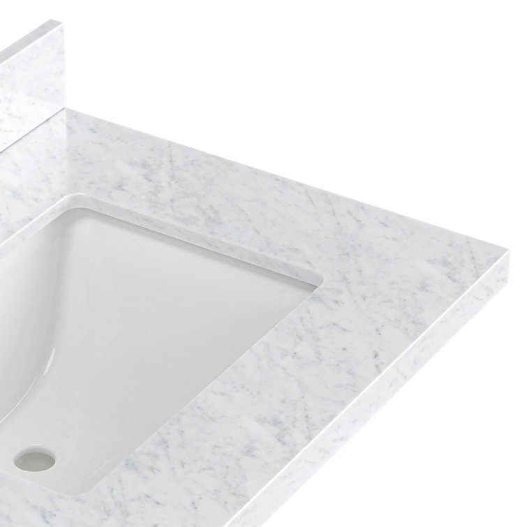 Kelly 73" White Oak Double Sink Vanity with Marble Top