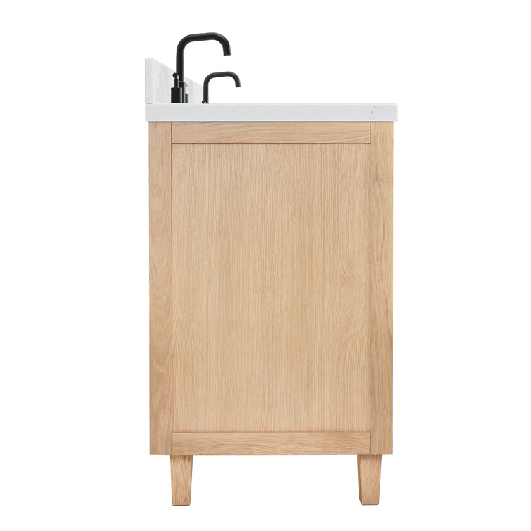 Monroe 72" Oak Double Sink Vanity with Carrara Quartz Top