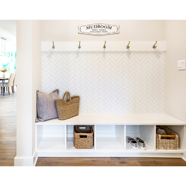 Herringbone Gloss White 3D Textured PVC Wall Panels 4ft x 8ft