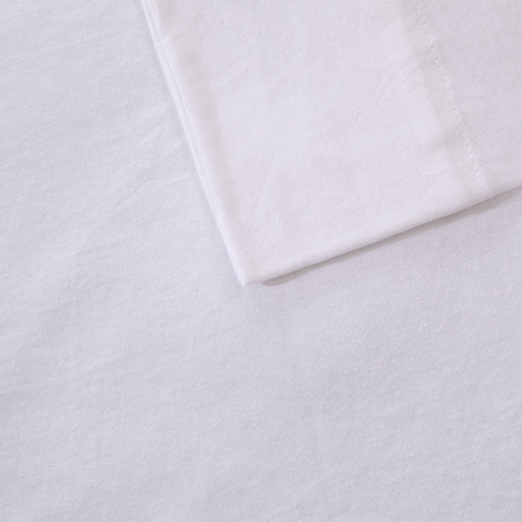 White Twin Polyester Jersey Knit Sheet Set