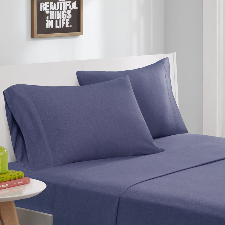 White Twin Polyester Jersey Knit Sheet Set