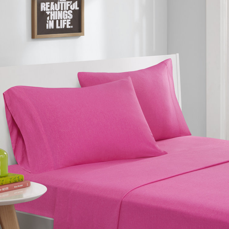 White Twin Polyester Jersey Knit Sheet Set