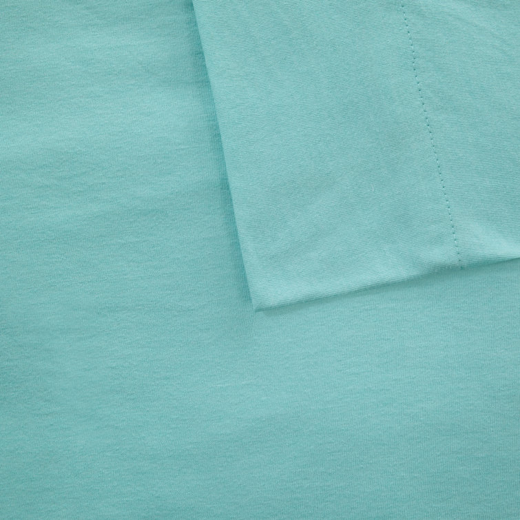 Aqua Twin Polyester Jersey Knit Sheet Set