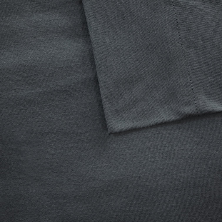 Dark Grey Full Cotton Blend Jersey Knit Sheet Set
