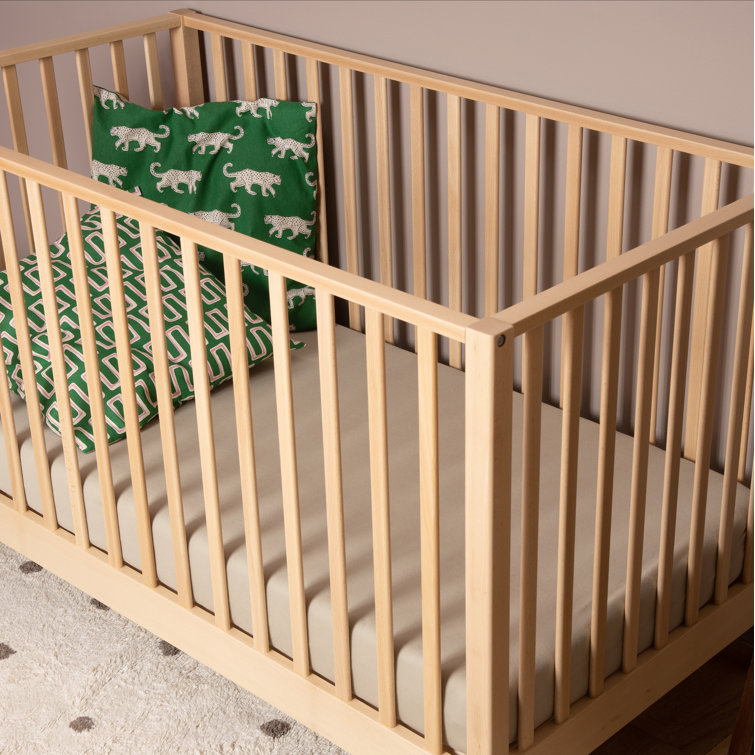 Natural Beechwood 3-in-1 Convertible Crib with Adjustable Height