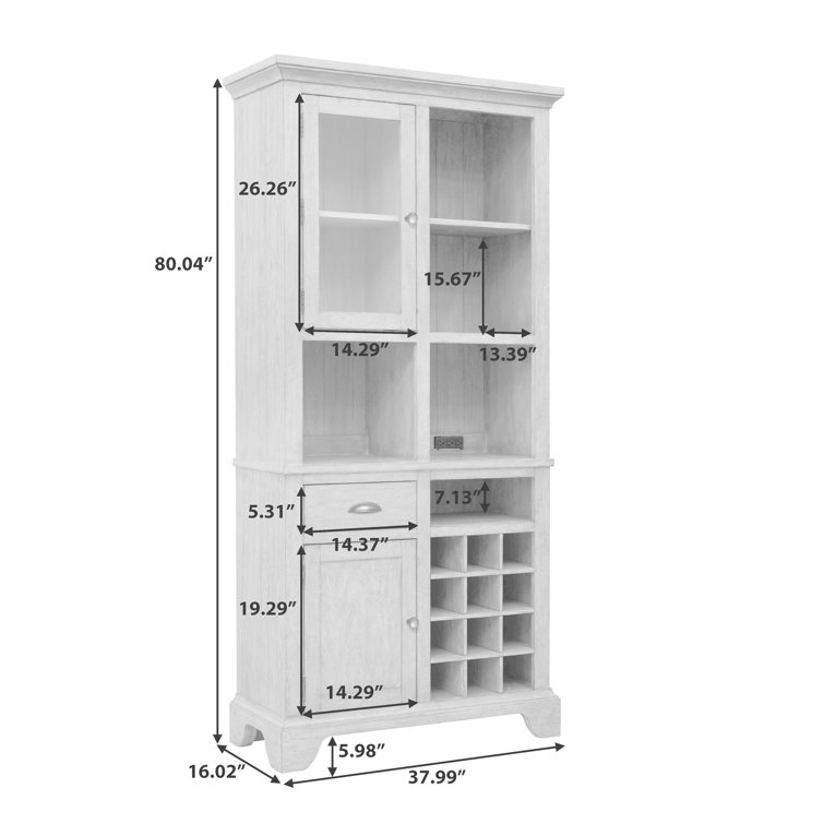 Brown Oak Wood Kitchen Curio with Wine Storage